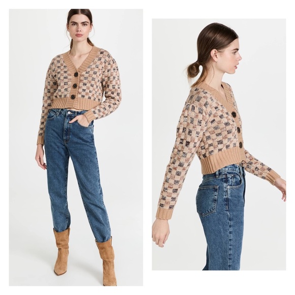 REBECCA TAYLOR Wool & Cashmere-Blend Crop Cardigan Light Academia XL - Picture 6 of 11